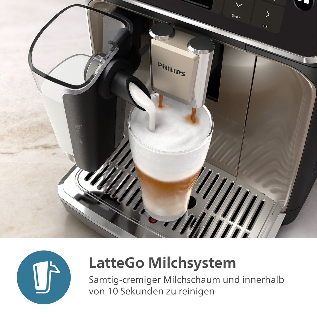 PHILIPS EP5547/90 Serie 5500 LatteGo 19 Kaffeespezialitäten Kaffeevollautomat Schwarz verchromt