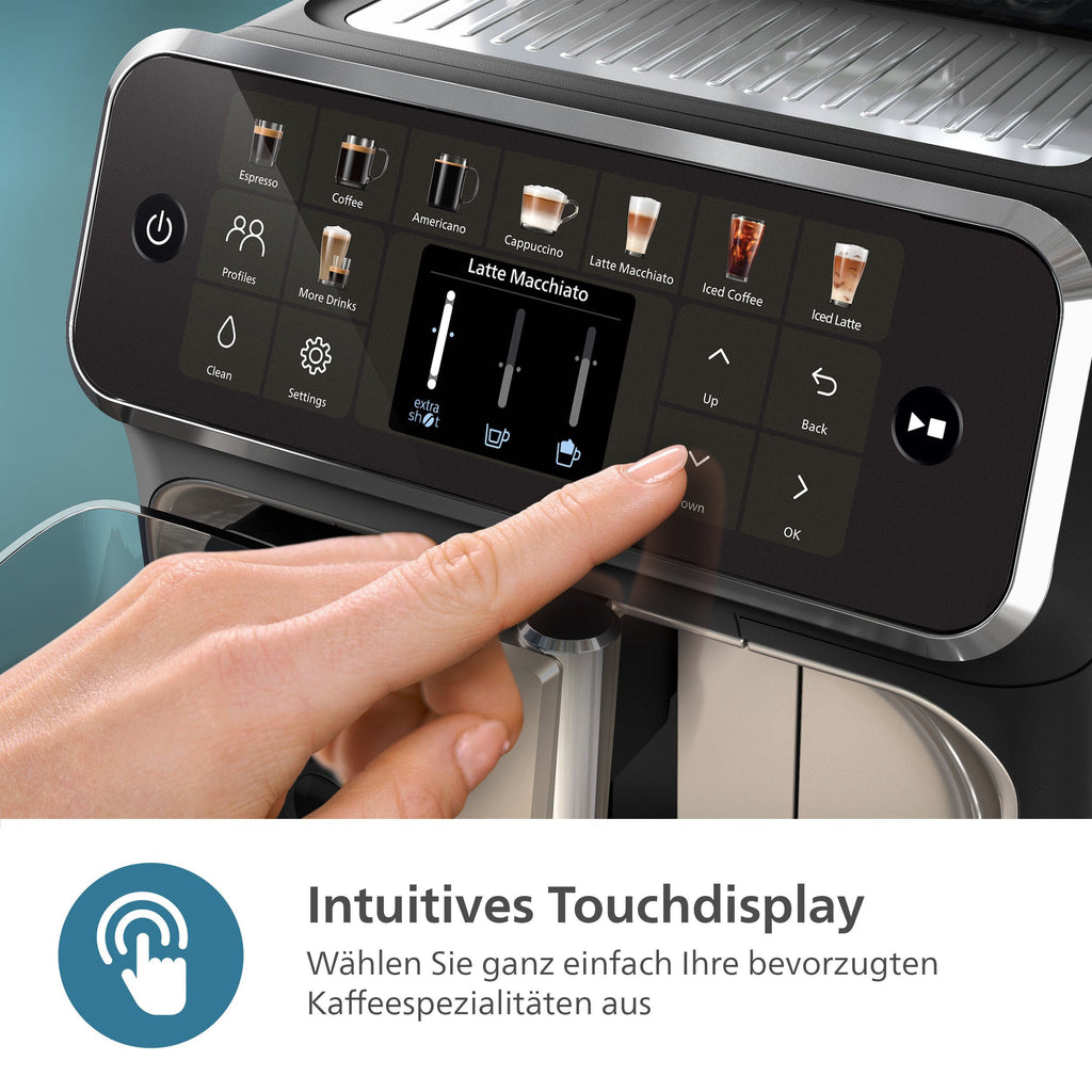 PHILIPS EP5547/90 Serie 5500 LatteGo 19 Kaffeespezialitäten Kaffeevollautomat Schwarz verchromt