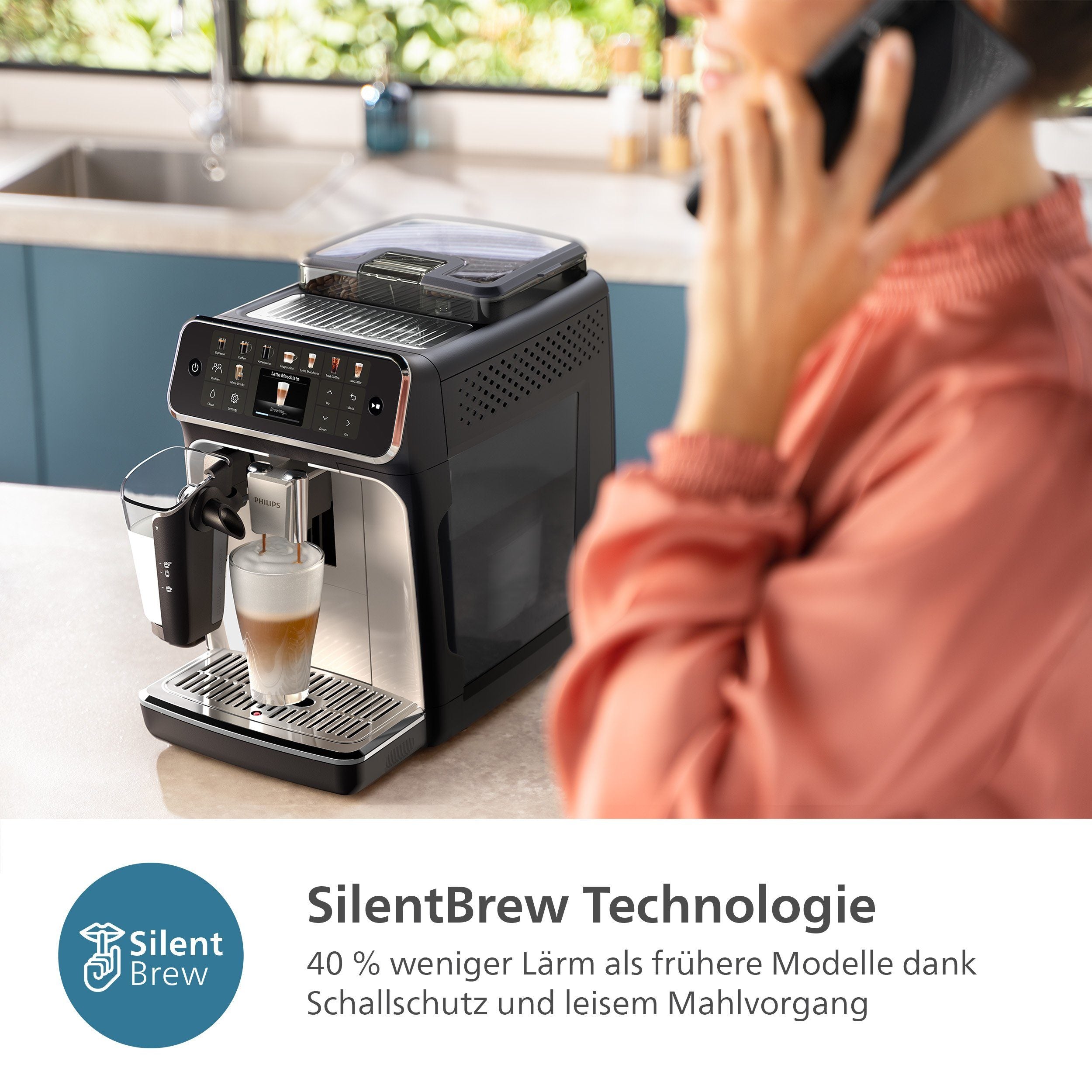 PHILIPS EP5547/90 Serie 5500 LatteGo 19 Kaffeespezialitäten Kaffeevollautomat Schwarz verchromt